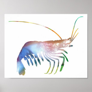 Poster Silhouette Abstraite de crevettes
