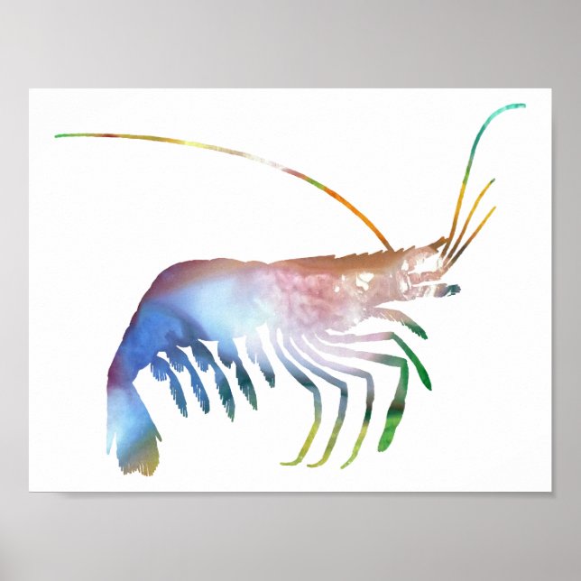Poster Silhouette Abstraite de crevettes (Devant)