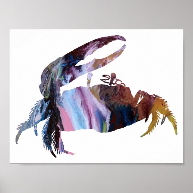 Poster Silhouette Abstraite du crabe de Fiddler (Devant)