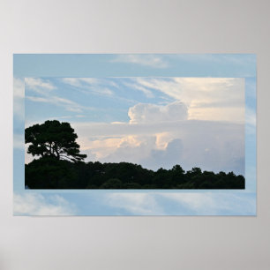 Poster Silhouette Arbre avec nuages