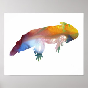 Poster Silhouette axolotale abstraite colorée