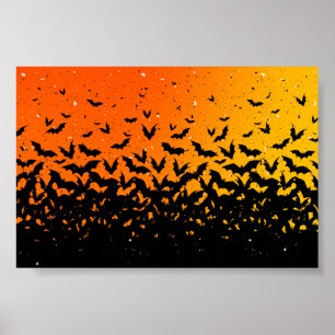Poster Silhouette Bats Vampire Dracula Halloween Motif