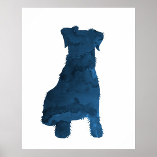 Poster Silhouette bleue de la marine des chiens de Schnau