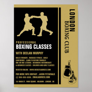Poster Silhouette Boxing Match, Boxing Class Advert
