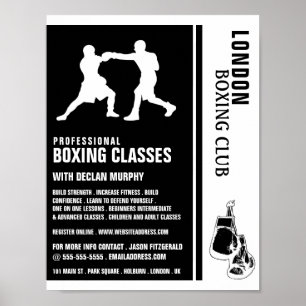 Poster Silhouette Boxing Match, Boxing Class Advert