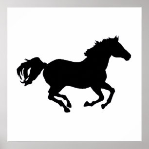 Poster Silhouette courante de cheval