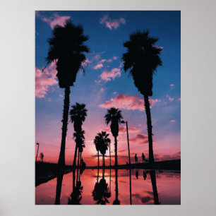 Poster Silhouette d'arbre sous ciel nuageux