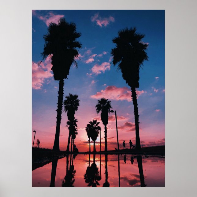 Poster Silhouette d'arbre sous ciel nuageux (Devant)