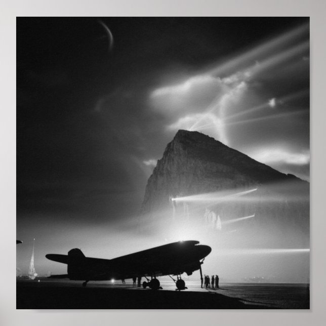 Poster Silhouetté d'avion de ligne par Searchlights - 2ÈM (Devant)