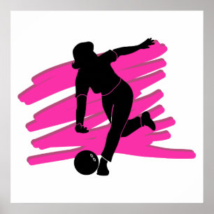 Poster silhouette de bowler femme
