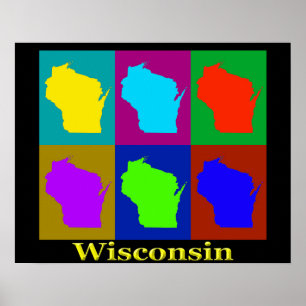 Poster Silhouette de carte du Wisconsin