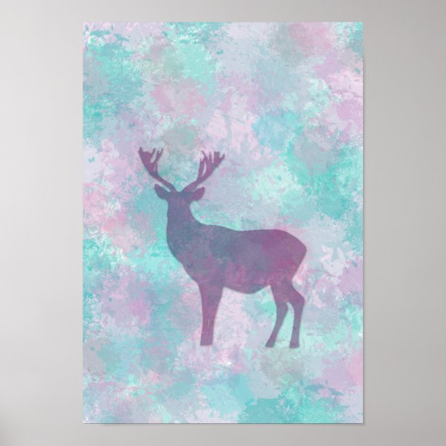 Poster Silhouette de cerf Simple abstrait Winter Mignonne (Devant)