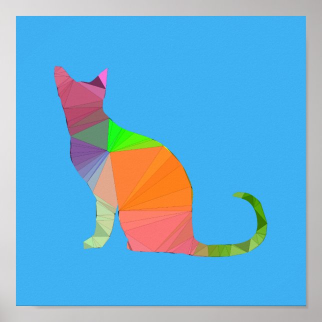 Poster Silhouette de chat à faible densité (Devant)