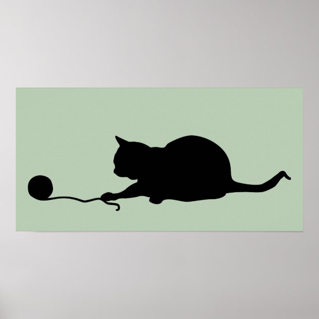 Poster Silhouette de chat en jeu (Devant)