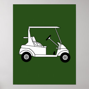 Poster Silhouette de copie de chariot de golf sur le vert