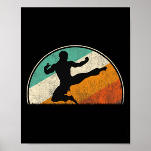 Poster Silhouette de coup de pied sauté 