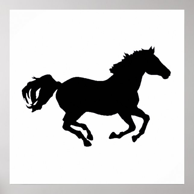 Poster Silhouette de course du cheval (Devant)