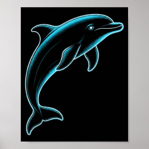 Poster Silhouette de dauphin amoureux des animaux côtiers