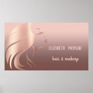 Poster Silhouette de fille moderne, cheveux, maquillage