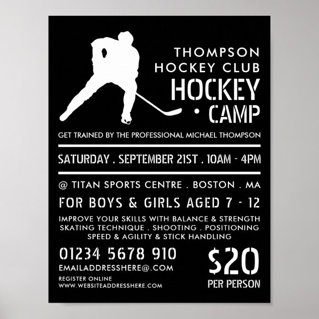 Poster Silhouette de hockey, Campagne de hockey (Devant)