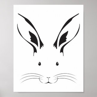 Poster Silhouette de la face du lapin