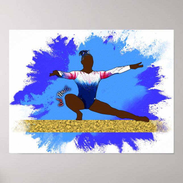 Poster Silhouette de la gymnaste de la balance (Devant)