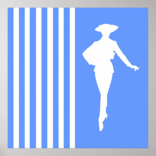 Poster Silhouette de la mode et de la modernité bleue