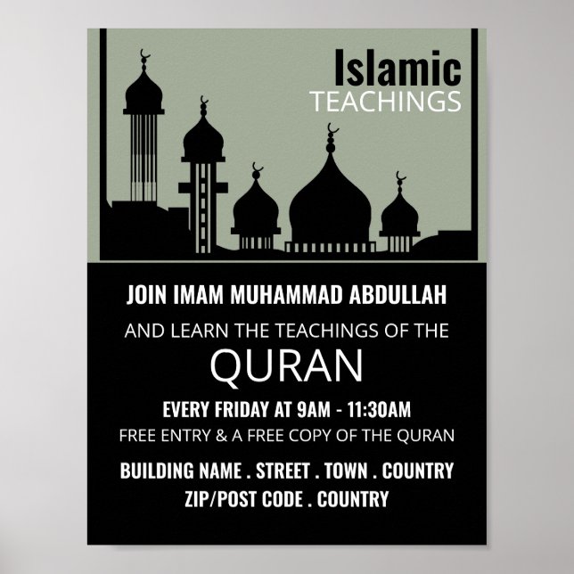 Poster Silhouette de la mosquée, Publicité pour l'enseign (Devant)