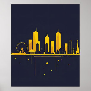 Poster Silhouette de la skyline de la ville géométrique m