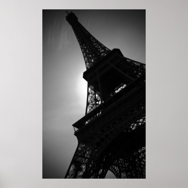 Poster Silhouette de la tour Eiffel noir blanc à Paris (Devant)