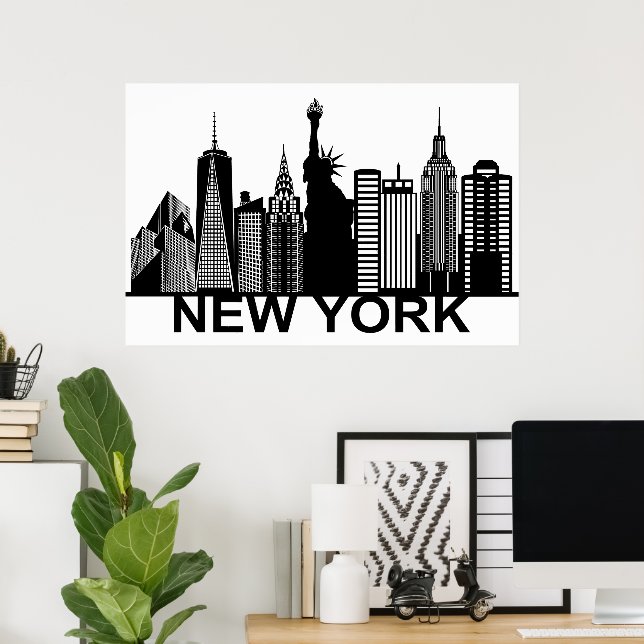 Poster silhouette de la ville de New York (Bureau à domicile)