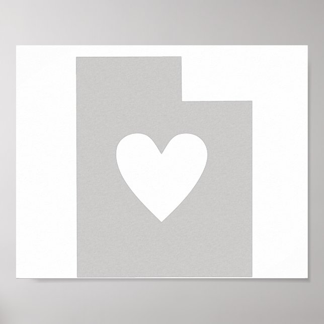 Poster Silhouette de l'état Heart Utah (Devant)