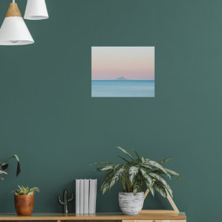 Poster Silhouette de l'île à l'horizon au coucher du sole