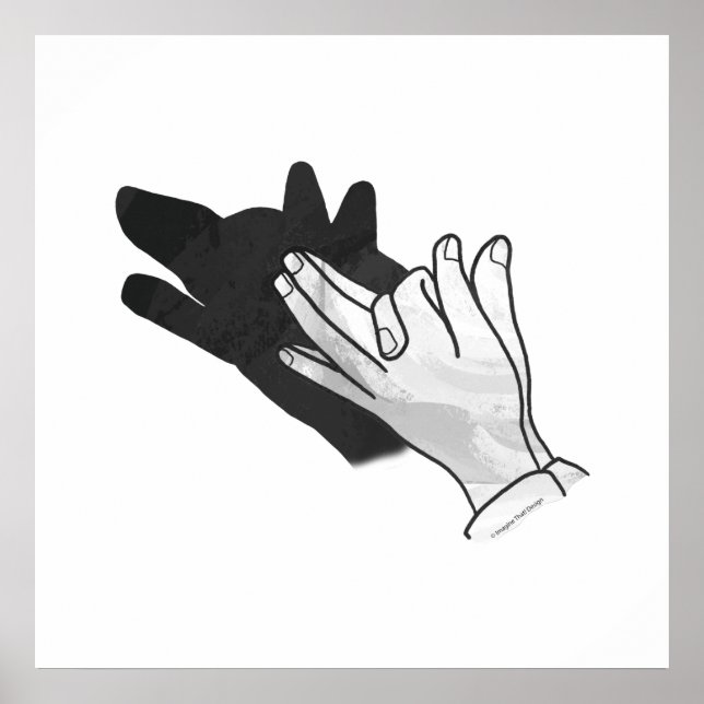 Poster Silhouette de main de loup (Devant)