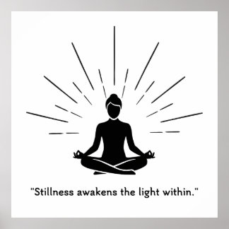 Poster Silhouette de méditation radiante