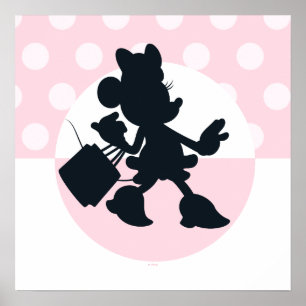 Poster Silhouette de Minnie Mouse faisant des courses