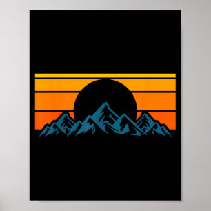 Poster Silhouette de montagne rétro
