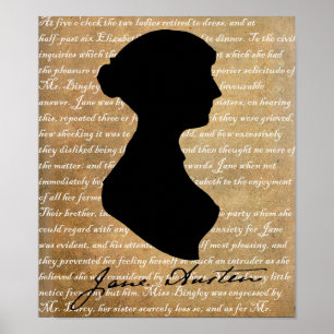 Poster Silhouette de page de Jane Austen