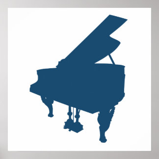 Poster Silhouette de piano bleu