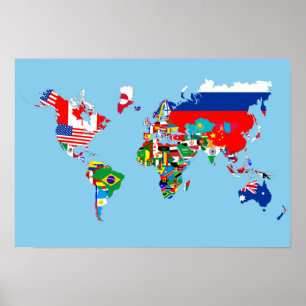 Poster silhouette de symbole de drapeau de pays de carte