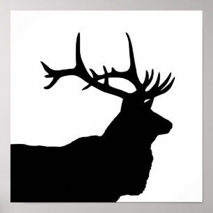 Poster Silhouette de tête d'élan