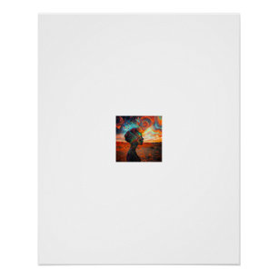 Poster Silhouette de tourbillon cosmique sur coucher de s