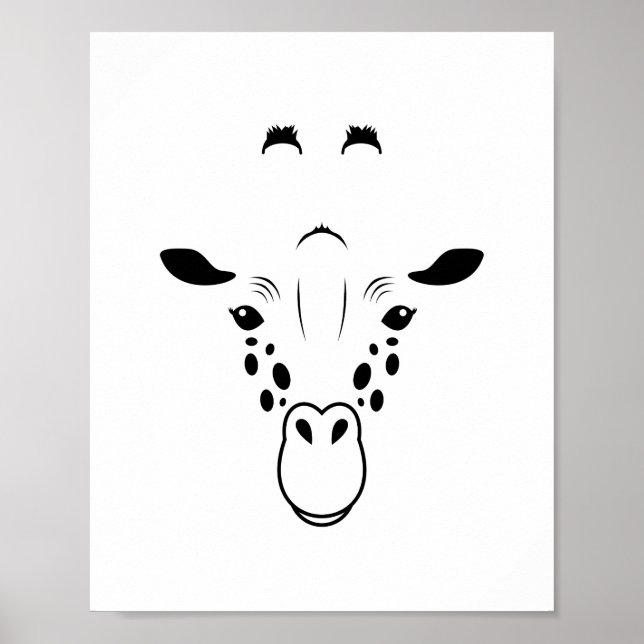Poster Silhouette de visage de girafe (Devant)