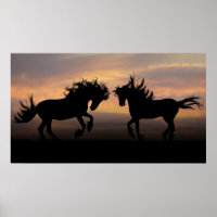 Silhouette des chevaux sauvages