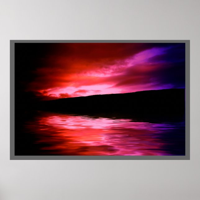 Poster Silhouette du coucher de soleil (Devant)