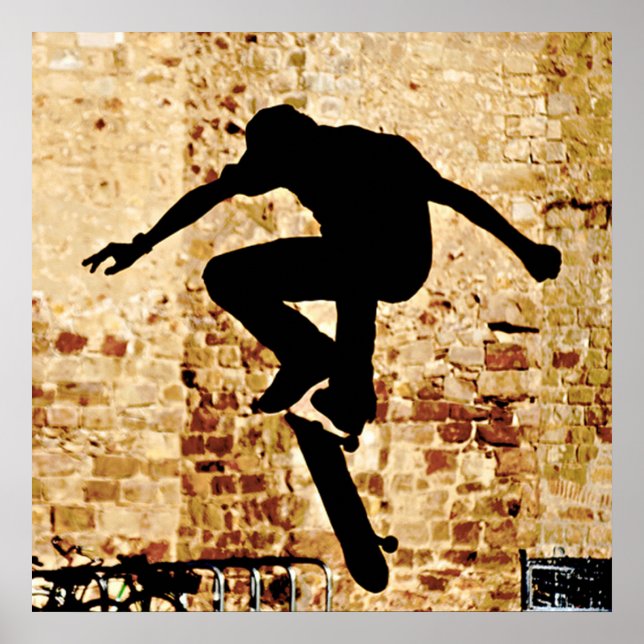 Poster Silhouette du Skateboarder (Devant)