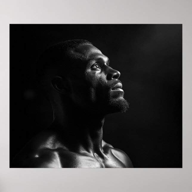 Poster Silhouette d'un homme noir visage de B&W photo (Devant)