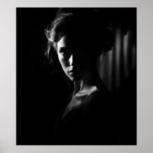 Poster Silhouette d'un visage femme B&W photo