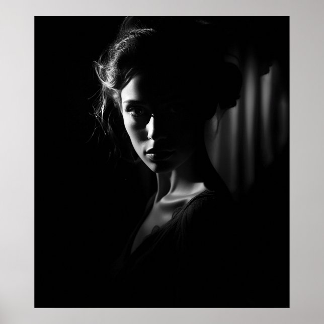 Poster Silhouette d'un visage femme B&W photo (Devant)