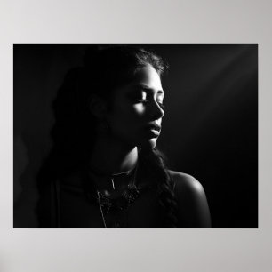 Poster Silhouette d'un visage femme B&W photo